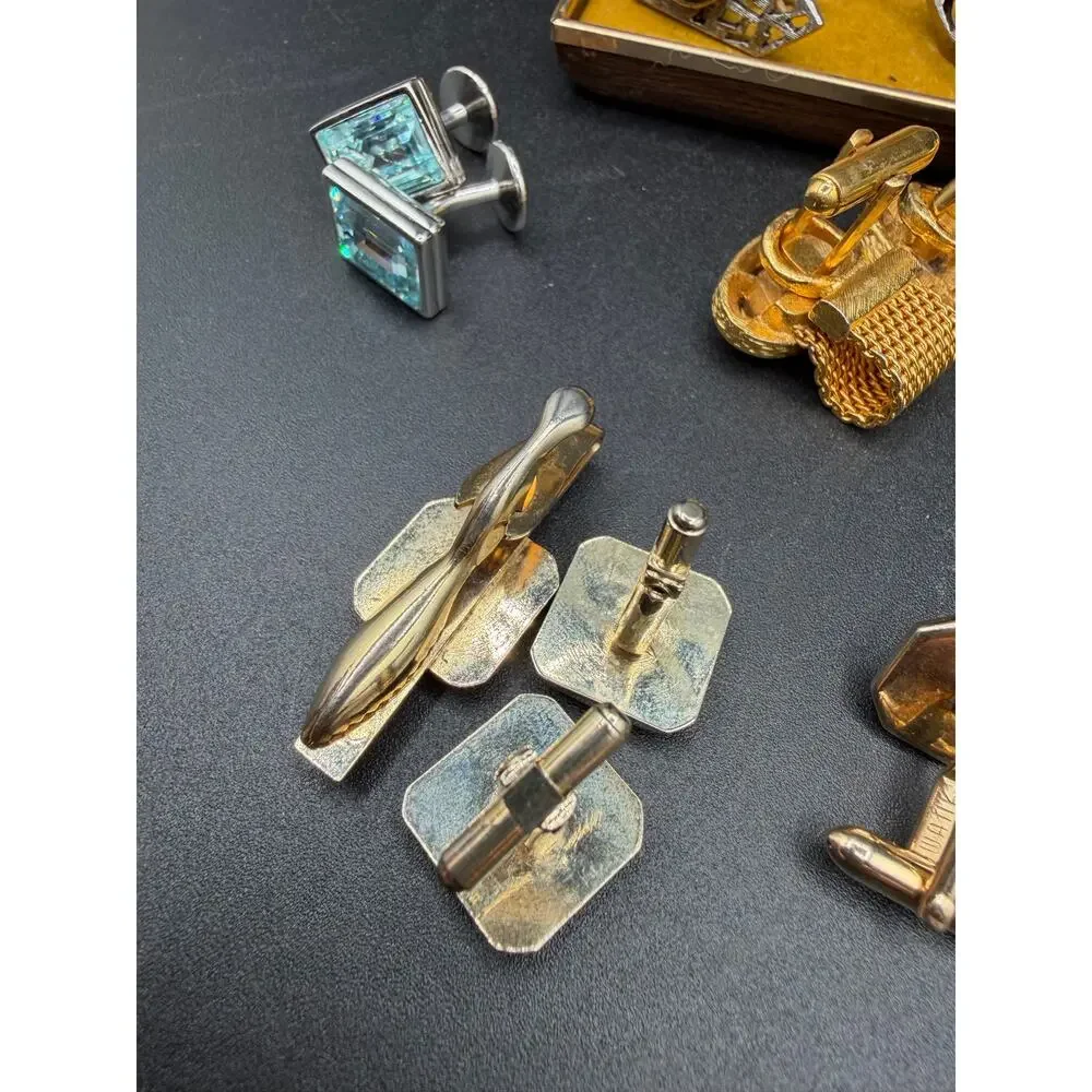 Vintage Men’s Cufflink Lot – Swank Swarovski MOP Glass + More